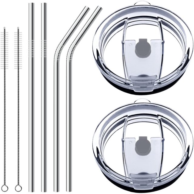 30 oz Tumbler Lids with Drinking Straws, Fits for YETI Rambler, Ozark Trail, Old Style Rtic and More, SENHAI Spill-Proof Splash Resistant Lids Covers for Stainless Steel Tumblers Cups - Set of 8