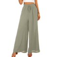 thumbnail image 4 of GZWYHT Wide Leg Pants,Palazzo Pants,Women's Wide Leg Pants Flowy Ruffle Solid Color Drawstring Waist Pants,Flowy Pants,High Waisted Pants,Sweatpants Women,Army Green,S, 4 of 4