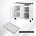thumbnail image 3 of Costway Cuisine Île Chariot Roulant Utilitaire Chariot en Acier Inoxydable Porte-Bouteilles Blanc, 3 of 10