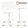 thumbnail image 4 of Giantex Mobile Height Adjustable Standing Desk, Compact Pneumatic Sit to Stand Computer Desk w/ Lockable Casters, Ergonomic Rolling Laptop Table for Home Office, White, 4 of 8