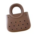 thumbnail image 4 of Rongfmy Sac de Plage pour Femmes Imperméable Mini Cabas Polyvalent Ouvert Vacances avec Trou Brun, 4 of 9