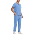 thumbnail image 4 of TIMIFIS Men and Women Scrub Set Stretch V-Neck Scrub Top and Drawstring Waist Joggers Pants Solid Color Comfort Fits Medicals Uniform with Pockets - Spring/Summer, 4 of 7