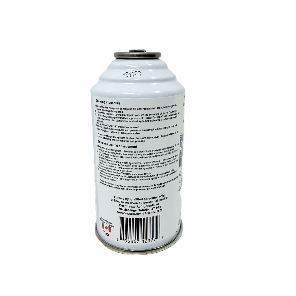 Duracool® 12a-yf Mobile A/C Replacement Refrigerant 8 OZ. Can for 1234yf Systems. (12a-yf hose # YF3015) required installation)