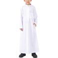 thumbnail image 2 of Boys' Lightweight Muslim Robe - Breathable Arab Middle Eastern Thobe with Pockets, Zip-Up Loungewear for Summer, 2 of 9
