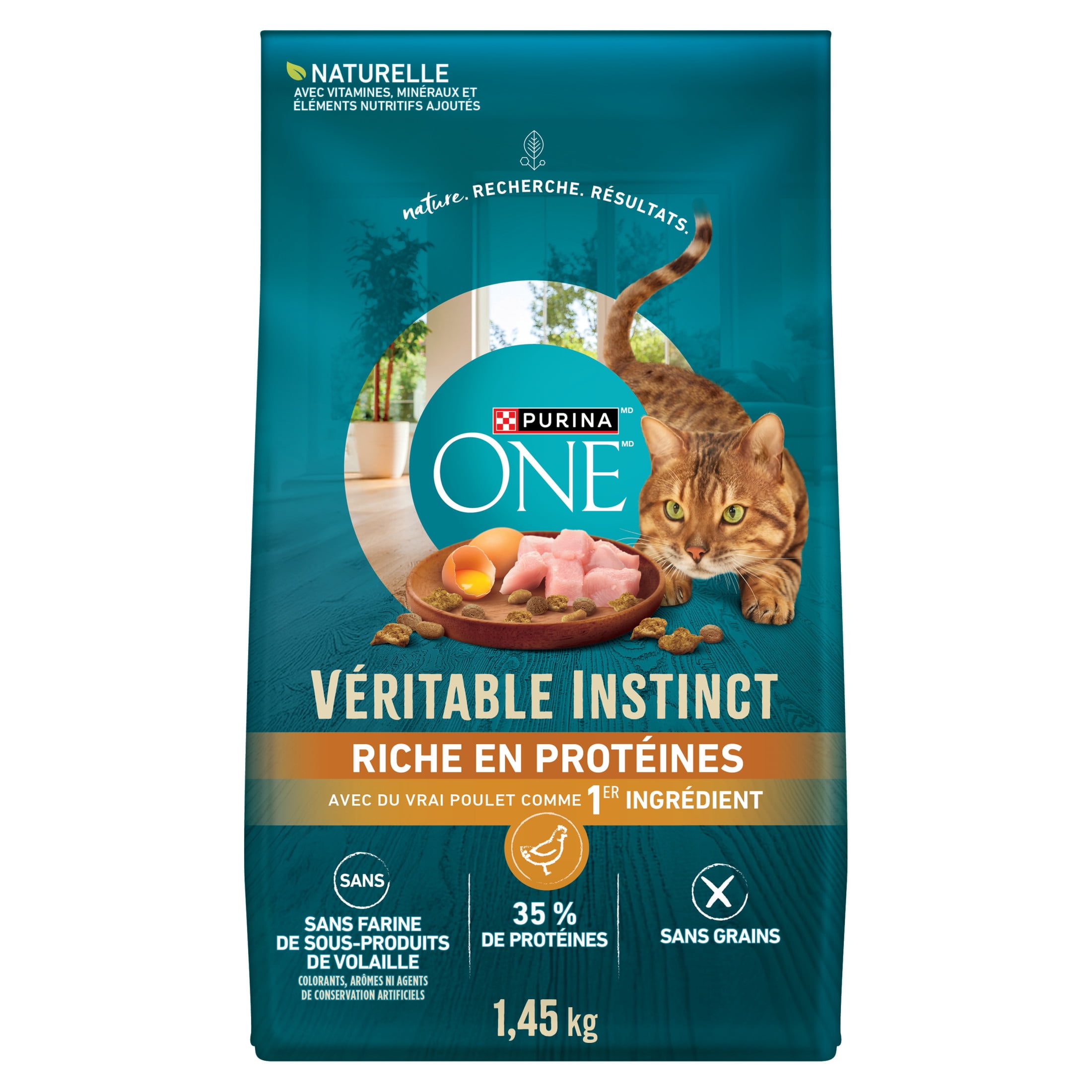 Purina ONE Véritable Instinct Poulet Sans Grains, Nourriture Sèche pour Chats 1.45kg