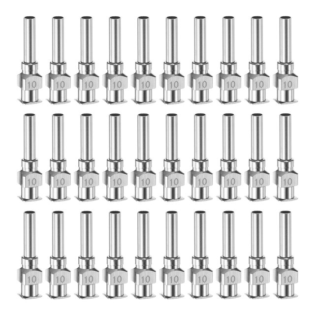 Unique Bargains 30 Pcs Aiguilles de Distribution en Acier Inoxydable 10G, Tube d'Aiguille de Colle 1/2 Pouces Embout Émoussé