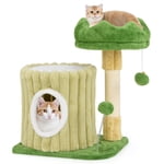 Gymax Tour de petit chat moderne avec des postes de scratch Sisal en peluche Perche rembourrée Grand Condo