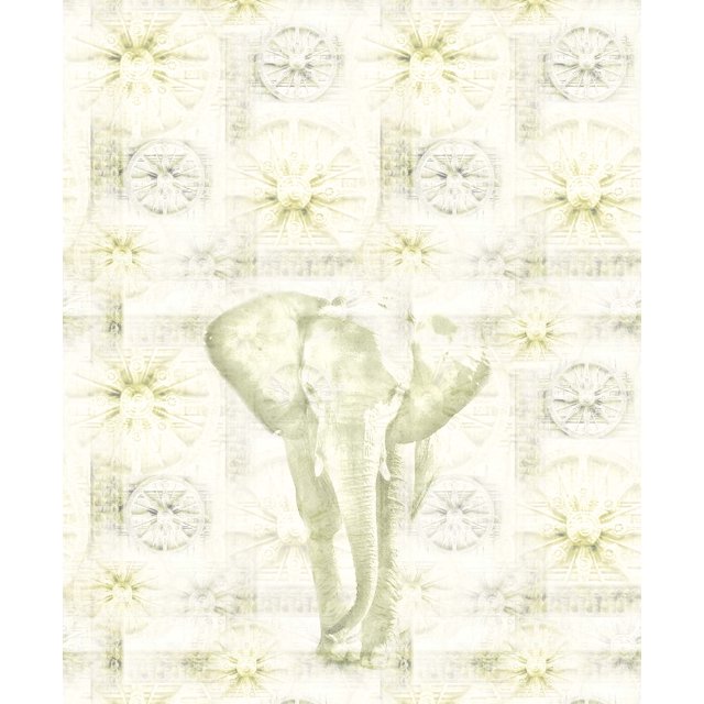 Soimoi Cotton Poplin Fabric Elephant & Wheel Panel Print Fabric by the Yard 42 Inch Wide