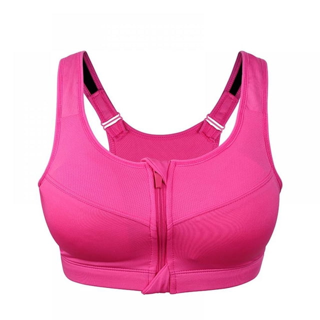 Women Zip Front Sports Bras High Impact Support Bra Wirefree Zipper Adjustable Post Surgery Bra