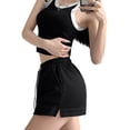thumbnail image 2 of pitrice Jupe-Short pour Femmes Robe Unie Décontractée à Cordon Mini Ligne A Mode Taille Haute Été Style Coréen pour le Sport Noir m, 2 of 7