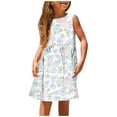 thumbnail image 1 of PMVFHDE Robe à Imprimé Floral pour Filles Mignonne Sans Manches à Col Rond Robe de Printemps Été Respirante Robe de Mode Quotidienne pour Tout-Petits Bleu Clair,8-9, 1 of 5