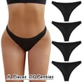 thumbnail image 2 of B91xZ Culotte Bikini Femme Underwears Microfibre Extensible Lisse, Noir P, 2 of 5