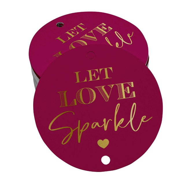 Inkdotpot Gold Foil Paper Hang Tags Let Love Sparkle Wedding Favor Tags 50 Pieces