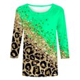 thumbnail image 4 of Hauts pour Femmes Grande Taille T-shirt Ample Imprimé de Mode pour Femmes Blouse à Manches 3/4 Col Rond Hauts Décontractés Hauts pour Femmes Été en Liquidation, 4 of 4