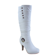 thumbnail image 1 of Bottes Mode Décontractées pour Femmes à Talons, Hauteur Genou, Plateforme, Fermeture Éclair Latérale, Boucle, Robe ( Blanc, 6), 1 of 5