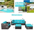 thumbnail image 2 of Gymax Ensemble de Conversation de Patio 6 Pcs Ensemble de Meubles Sectionnels en Rotin avec Coussins Turquoise, 2 of 10