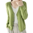 thumbnail image 2 of Cardigan Manteau Doux en Tricot pour Femmes, Mode Durable, Printemps et Automne, Décontracté, Ample, Uni, Manches Longues, Col en V, à Boutons - Hontri, 2 of 4