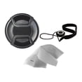 thumbnail image 1 of Nikon D80 Lens Cap Center Pinch (77mm) + Lens Cap Holder + Nwv Direct Microfiber Cleaning Cloth., 1 of 1