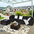 thumbnail image 1 of Costway 6PCS Outdoor Patio Rattan Furniture Set Cushioned Sectional Sofa Black, 1 of 9
