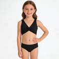 thumbnail image 2 of Girls Two Piece Swimsuit Set Knotted Color-Block Crop Top & Shorts in Mint Green Size 3-12 Years, 2 of 4