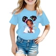 thumbnail image 1 of AJIWYH Polos pour Fille, T-Shirt Graphique Mignon à Col Rond et Manches Courtes pour Fille, T-Shirt Décontracté d'Été, Polo pour Fille de 11-12 Ans, Bleu, 1 of 4