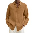 thumbnail image 4 of MesaSe Chemise à Manches Longues en Coton et Lin pour Hommes, Col Rabattu Ample, 4 of 6