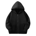 thumbnail image 2 of Milgrthf Unisexe Garçons Filles Chandails d'Automne Sport Décontracté Manches Longues Fermeture Éclair Complète Mignon Col Ras du Cou Basique Couleur Unie Chandails à Capuchon Chandail avec Poche Noir 3-4 Ans, 2 of 5