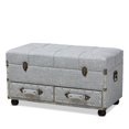 thumbnail image 1 of Baxton Studio Flynn Ottoman Coffre de Rangement à 2 Tiroirs Gris Rembourré, 1 of 12