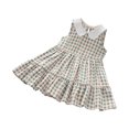thumbnail image 1 of Yanlir Robe Confortable pour Bébé Fille, Enfants, Sans Manches, à Volants, Imprimé de Fleurs Douces, Col Rond, Robe Mi-Mollet pour Tenues Adorables 2-10 Ans (Kaki, 3-4 Ans), 1 of 4