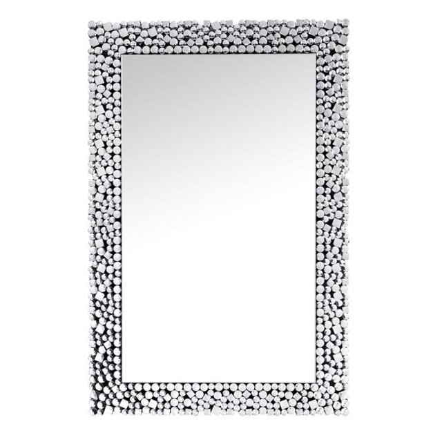 Benzara BM207526 Sparkling Wall Decor with Beveled Edges & Faux Gem Inlay, Silver