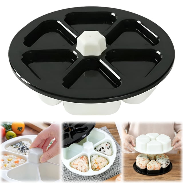 1Pc 6 In 1 Multifunctional Onigiri Maker Plastic Rice Ball Mold Quick Making And Storing Tool For Home Kitchen Sushi Prep,Sushi Making Mold,Rice Ball Tool,White