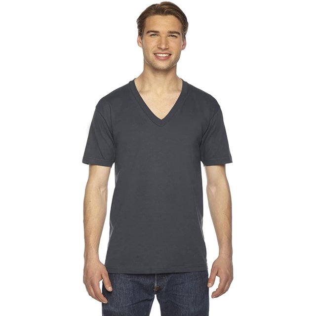 American Apparel T-Shirt Unisexe à Manches Courtes Col en V, TP, Asphalte