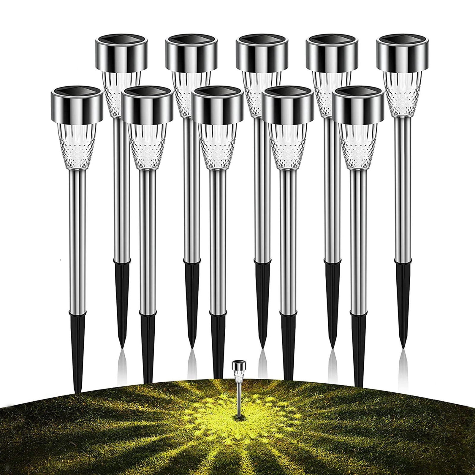 Infidev Solar Lights Outdoor Water-Resitant LED Lighting Solar Powered Outdoor Lights Solar Garden Lights for Patio Yard White Light Warm Light Colored Light 10Pack Clearance