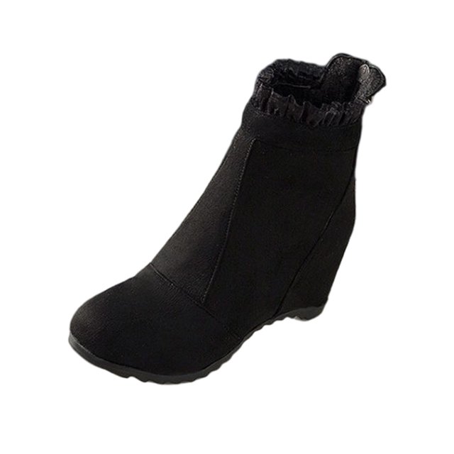 XZNGL Womens Wedge Heel Naked Boots Short Ankle Boots Inner Height Increase Boots