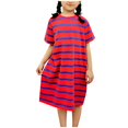 thumbnail image 1 of RXIRUCGD 2025 Vêtements d'Été pour Enfants Robe d'Été pour Filles Robe de Nuit Rayée à Manches Courtes pour Enfants, 1 of 6