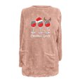 thumbnail image 4 of Pisexur Fuzzy Chandails de Noël pour Femmes Doublés en Molleton à Manches Longues à Col Rond Chandail d'Hiver Chaud Imprimé Verres de Vin Rouge Chandail de Noël à Enfiler Hauts avec Poches, 4 of 4