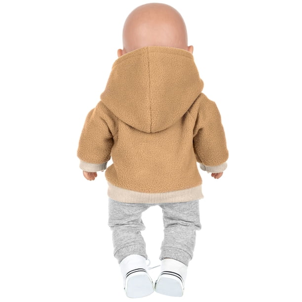 Tenue Pour Poupée 35-45 Cm – Salopette, Chemise, Bonnet, Chaussettes – Marron – Coton Doux – Dès 3 Ans – Poupée Non Incluse