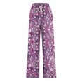 thumbnail image 5 of Pants for Women, Womens Fashionable Striped Printed Drawstring Wide Leg Pants, 5 of 5