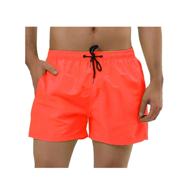 INSPIRE CHIC Men's Quick Dry Swim Trunks Lightweight Polyester Board Shorts with Mesh Lining 34 Orange