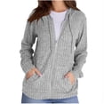 thumbnail image 1 of Womens Zip Up Hoodies Casual Solid Color Long Sleeve Hooded Coat Fall Winter Trendy Comfy Daily Jacket with Pockets Gray XL, 1 of 7