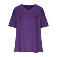 thumbnail image 4 of Plebaso T-Shirts Surdimensionnés pour Femmes à Col en V à Manches Mi-Longues T-Shirts Décontractés Unis Confort Hauts Amples pour Femmes, 4 of 5