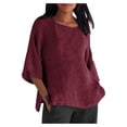 thumbnail image 3 of Blouse Chemise Ample en Coton à Manches Courtes et Col Rond pour Femmes, Été, Grande Taille, Coupe Ample, Soldes, 3 of 6