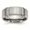 thumbnail image 1 of Titanium Beveled Edge Grooved 8mm Brushed and Polished Band Ring 11.5 Size, 1 of 6