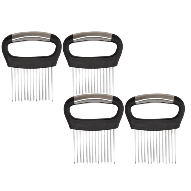 2PC Potato Fry Cutter Onion Holder For Slicing Stainless Steel Onion Cutter Lemon Slicer Vegetable Cutter Kitchen Chopper Slicing Assistant Tool For Onion Potato And Tomato Lemon (2 PCS)