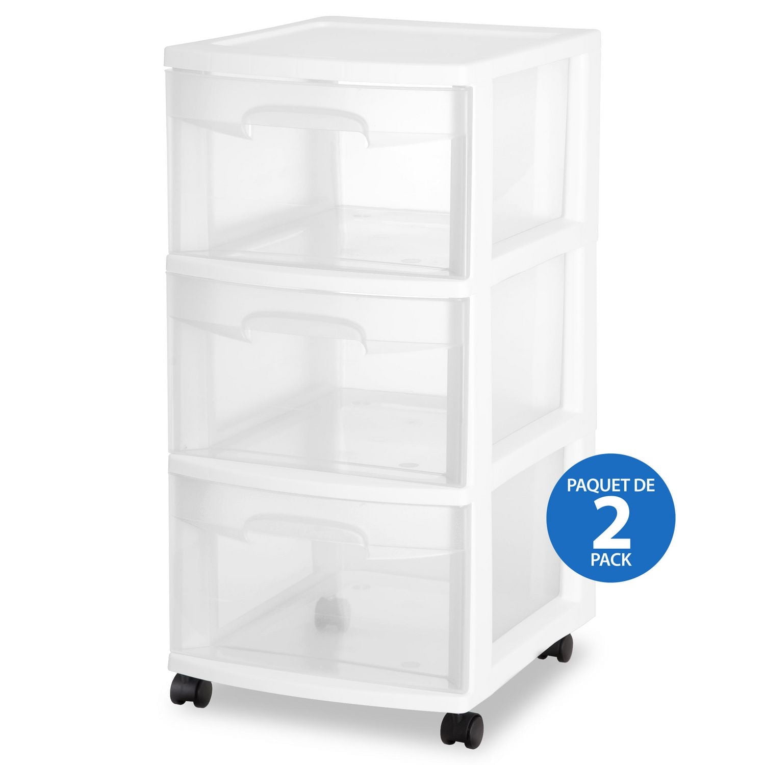 Sterilite 3 Drawer Cart- White- 2PK