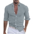 thumbnail image 1 of XZNGL Chemise à Manches Longues Homme Unie Décontractée Mode Col Rabattu Bouton Chemise à Manches Longues Blouse Chemises Habillées pour Hommes Chemises à Manches Longues pour Hommes Manches Longues Homme Chemise à Manches Longues, 1 of 6