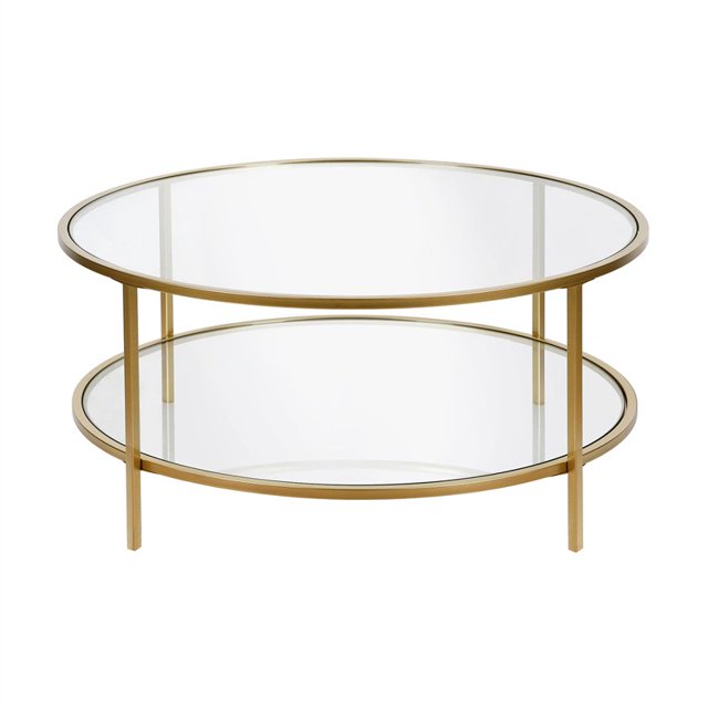 Henn&Hart Table Basse Ronde en Métal avec Plateau en Verre