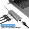 thumbnail image 2 of KOMI 4-in-1 USB C to Ethernet Adapter Splitter, Type-C to RJ45 Gigabit Network Converter with USB 3.0 Hub 3 Ports Compatible with Switch Console, MacBook Air, iPad Pro, Surface Pro (4-in-1), 2 of 5