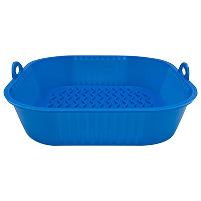 Matoen12 Doublures en Silicone pour Friteuse à Air Chaud Plateau de Cuisson Réutilisable Tapis de Plateau de Friteuse en Forme de Fleur Bleu