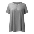 thumbnail image 4 of MAWCLOS Ladies T Shirt Solid Color Tops V Neck Tee Comfy Street Short Sleeve Blouse Gray 3XL, 4 of 7